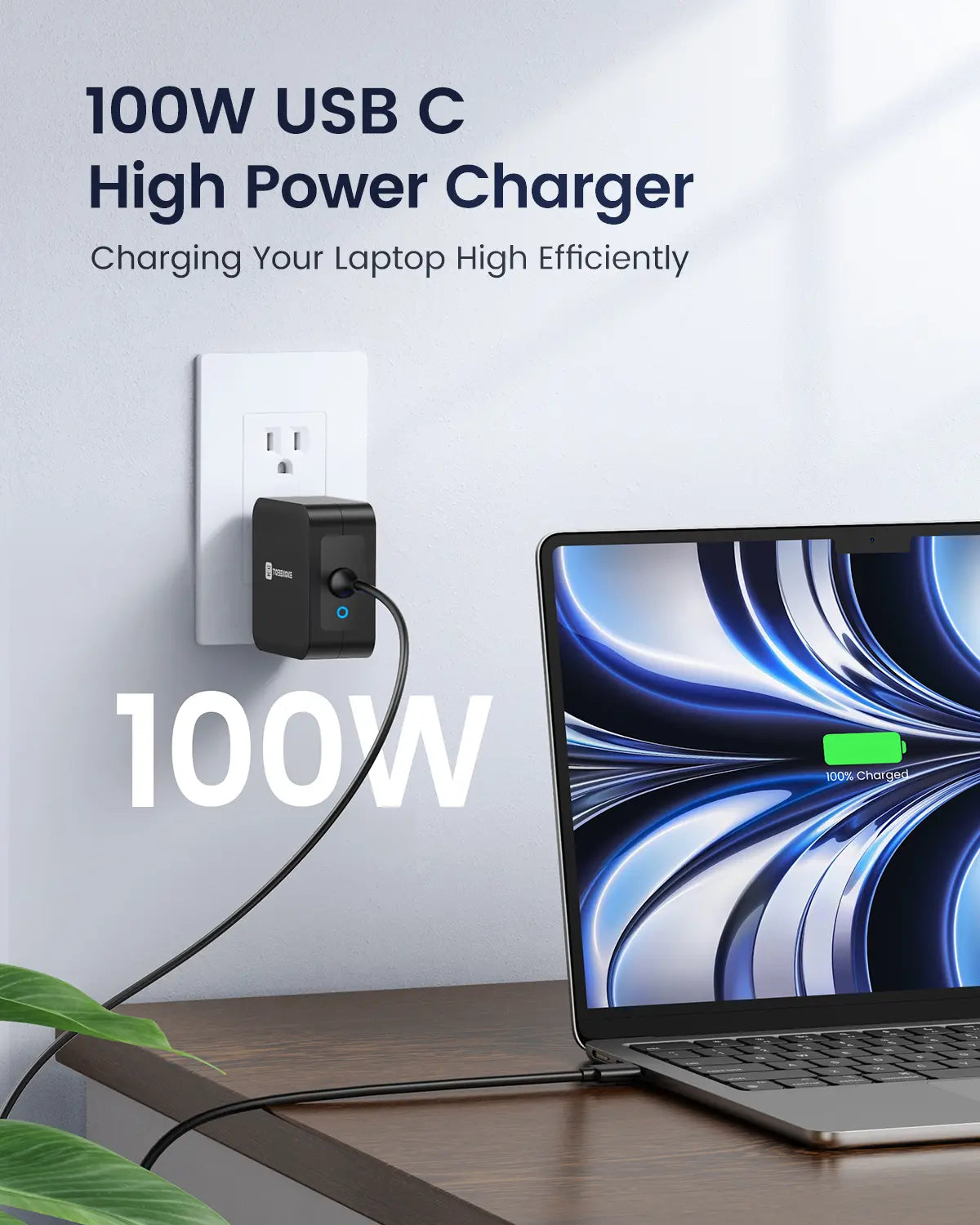 100W USB C Laptop Charger Universal GaN III Power Supply Adapter