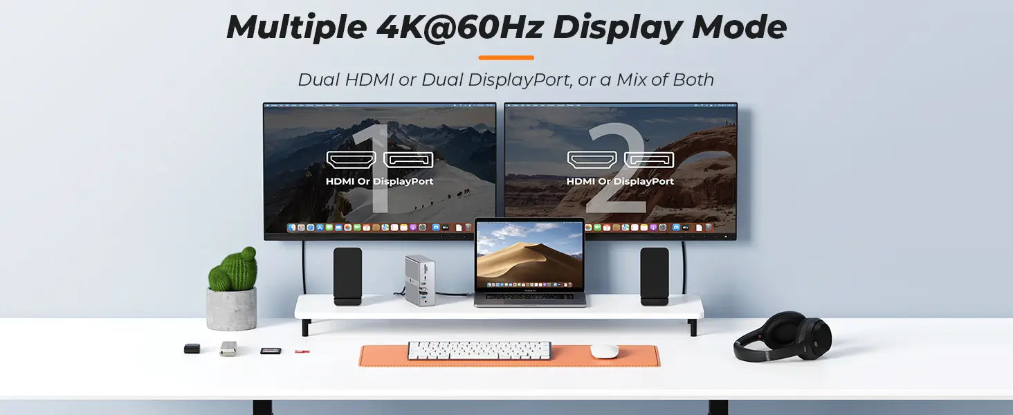 USB docking station with 2 hdmi